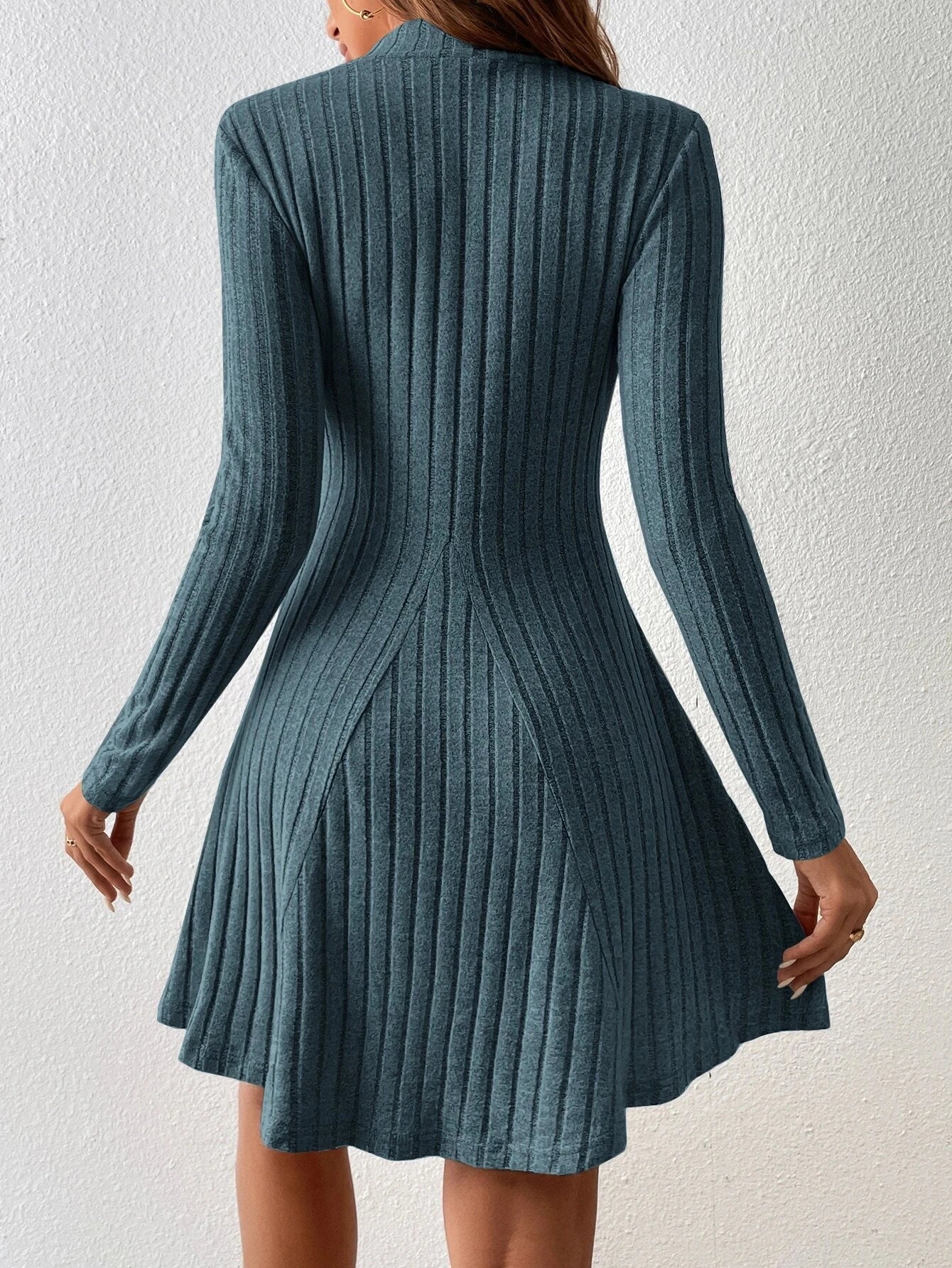 Mia Muse A-Line Dress – High Waist & Mock Neck