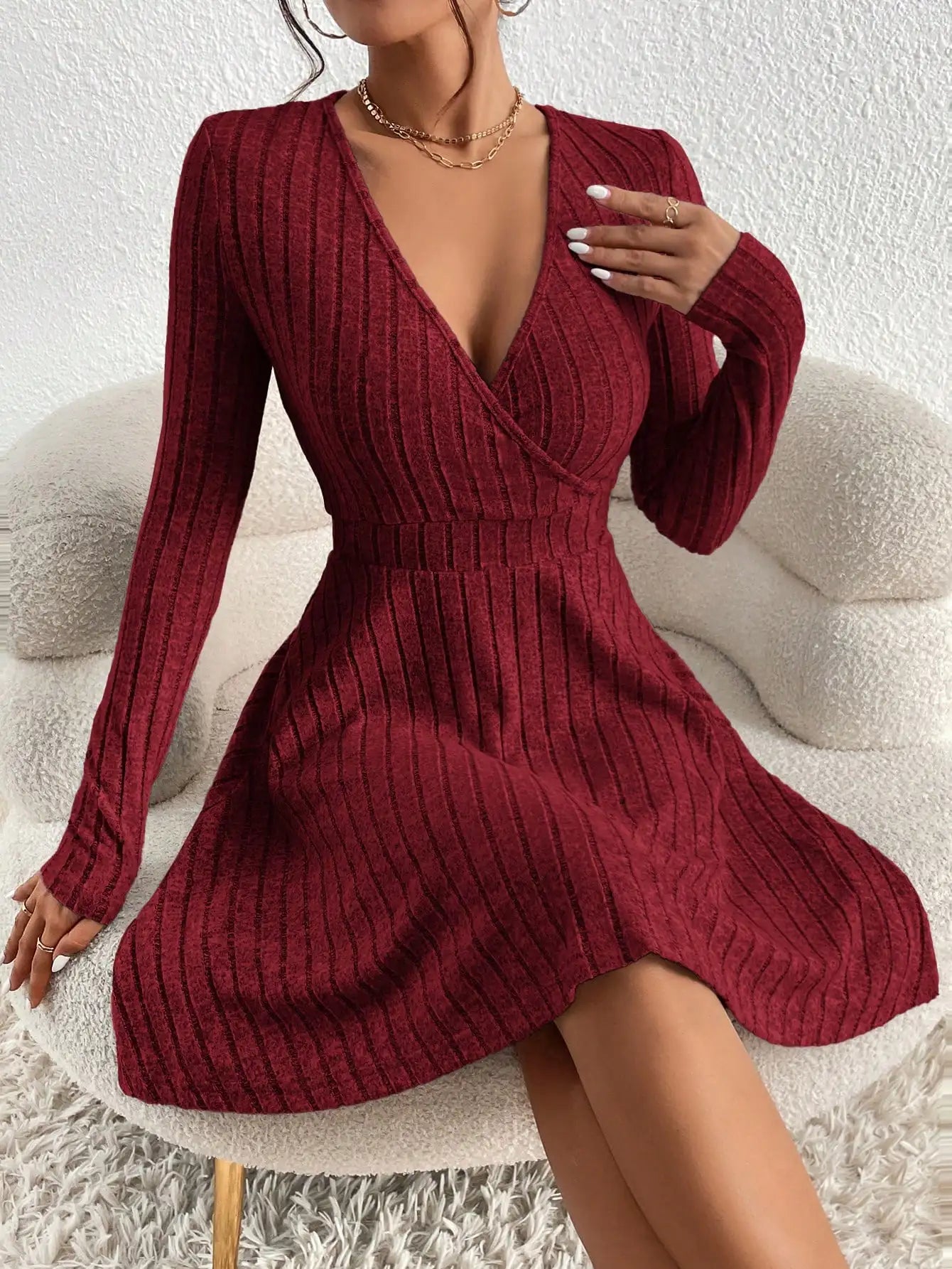 V-neck Swing Knit Dress