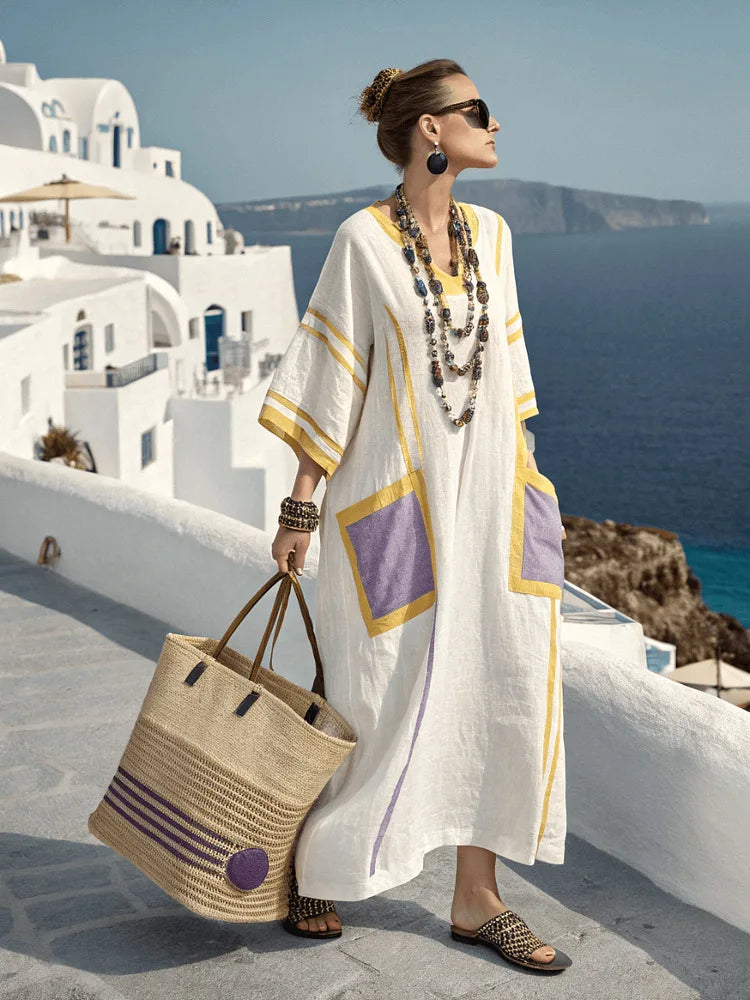 Spring Autumn Stripe Maxi Dress