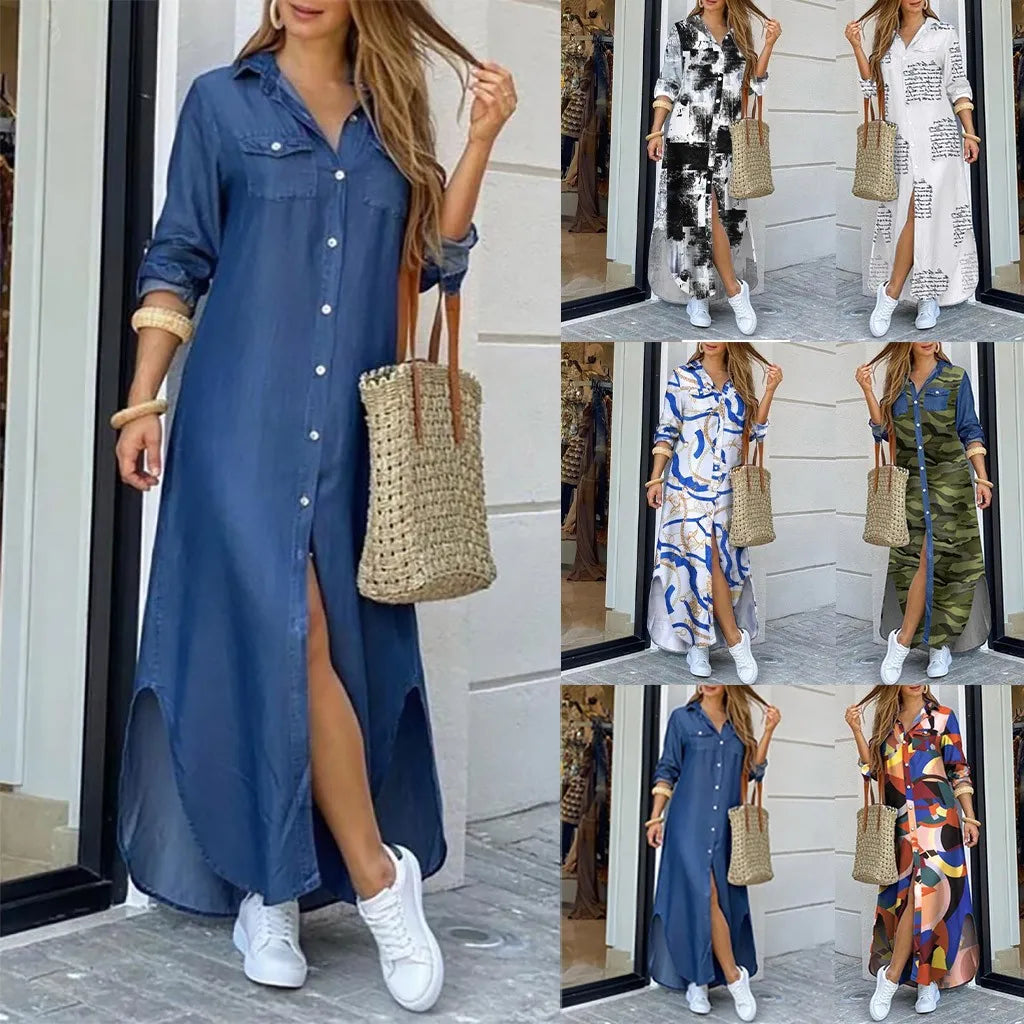 Autumn Denim Shirt Dress