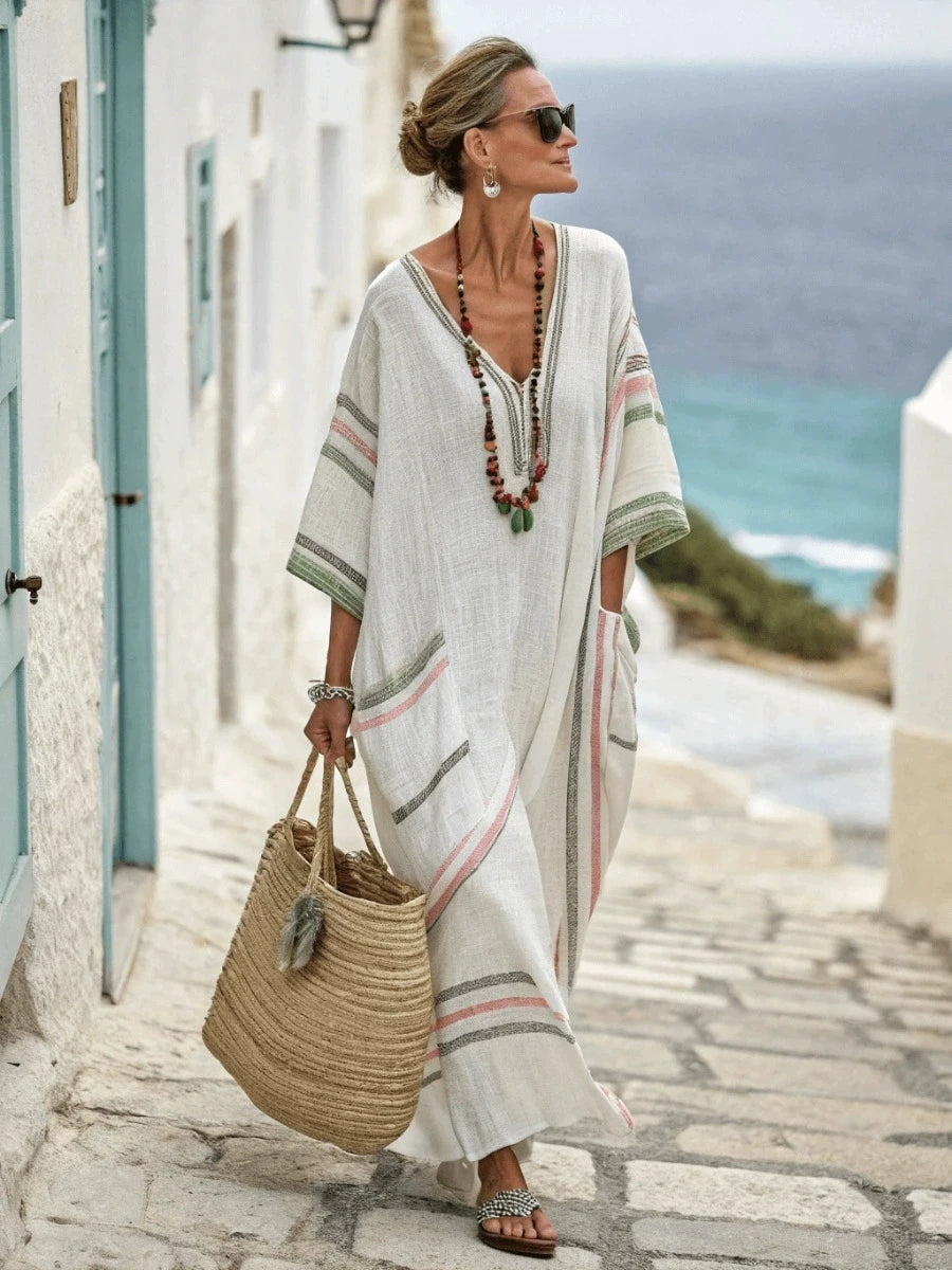 Spring Autumn Stripe Maxi Dress