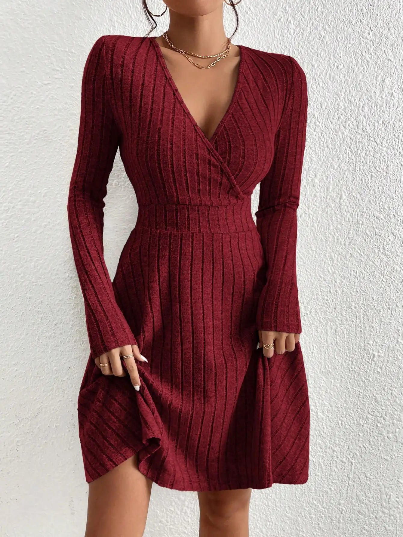V-neck Swing Knit Dress