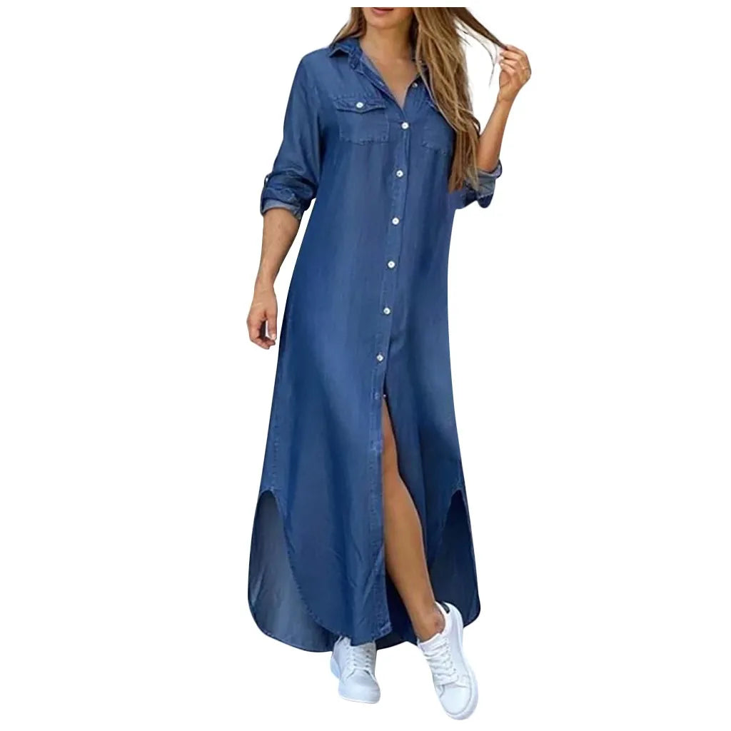 Autumn Denim Shirt Dress
