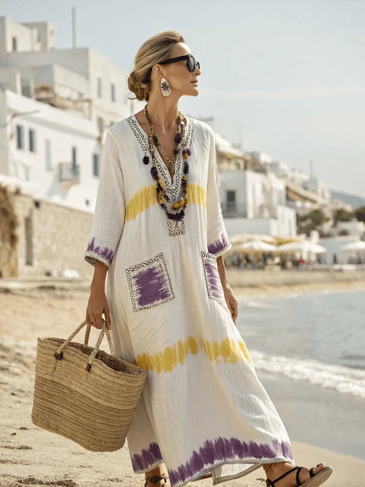 Spring Autumn Stripe Maxi Dress