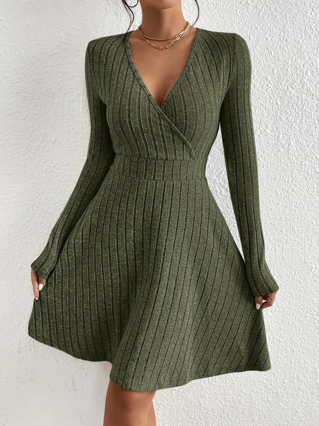 V-neck Swing Knit Dress