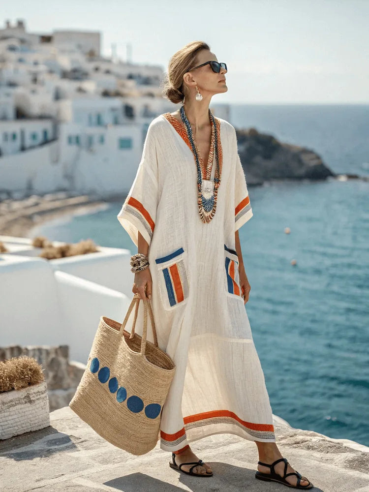Spring Autumn Stripe Maxi Dress
