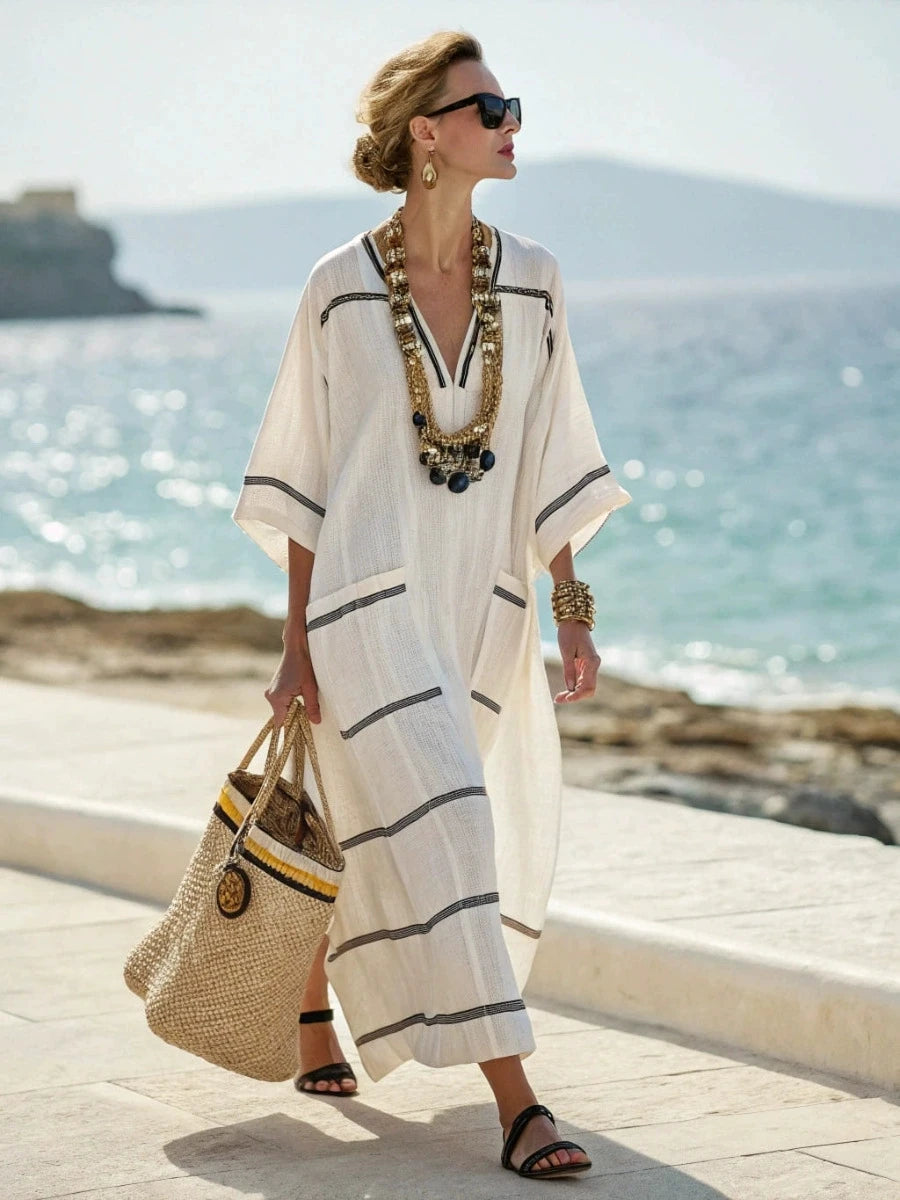 Spring Autumn Stripe Maxi Dress