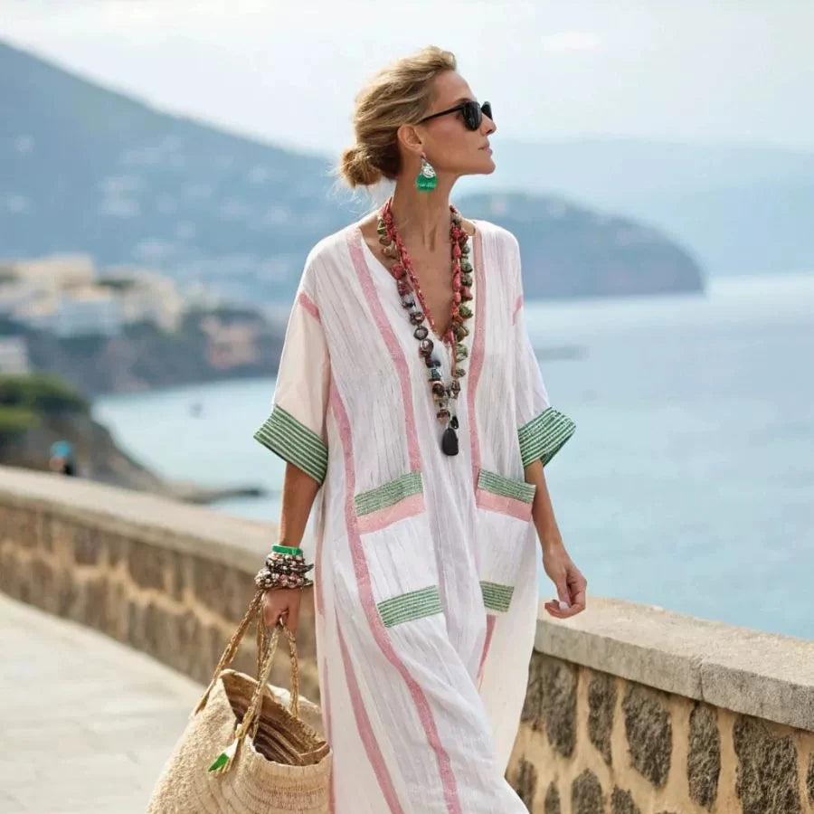 Spring Autumn Stripe Maxi Dress