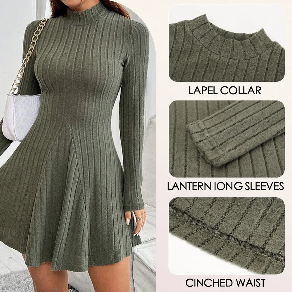 Mia Muse A-Line Dress – High Waist & Mock Neck