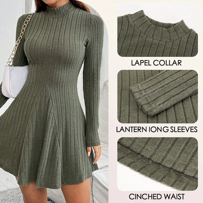 Mia Muse A-Line Dress – High Waist & Mock Neck