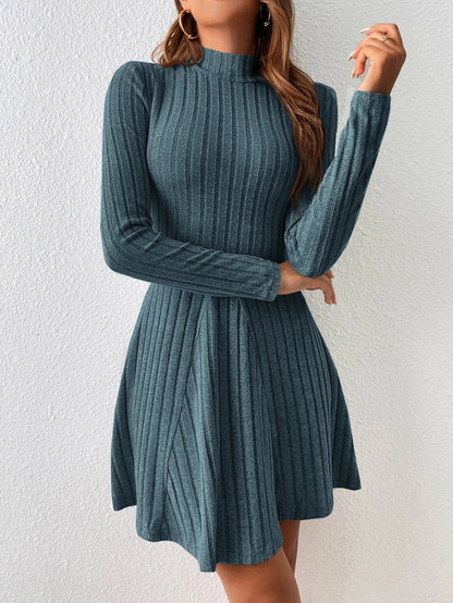 Mia Muse A-Line Dress – High Waist & Mock Neck