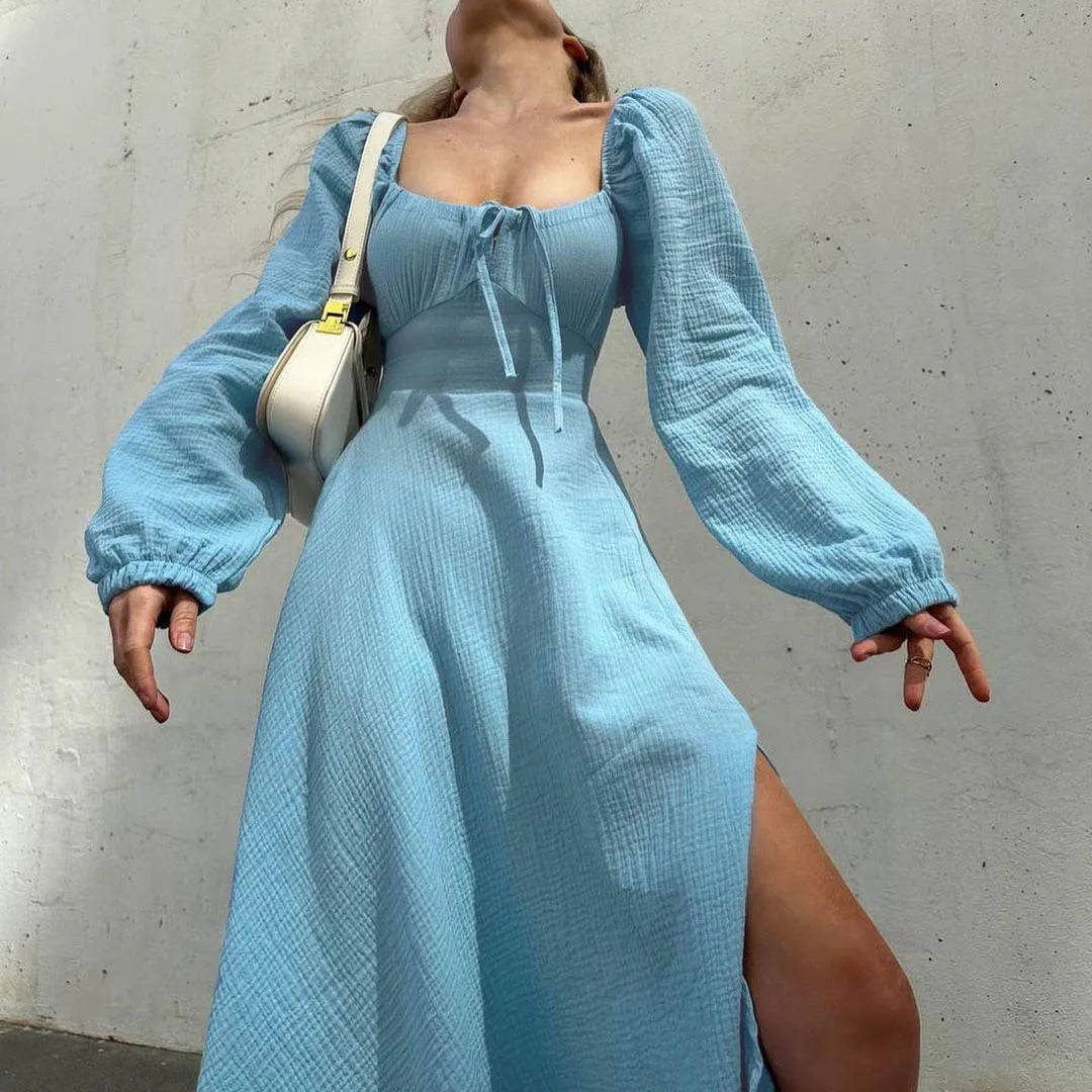 Chic Lace-Up Midi Dress