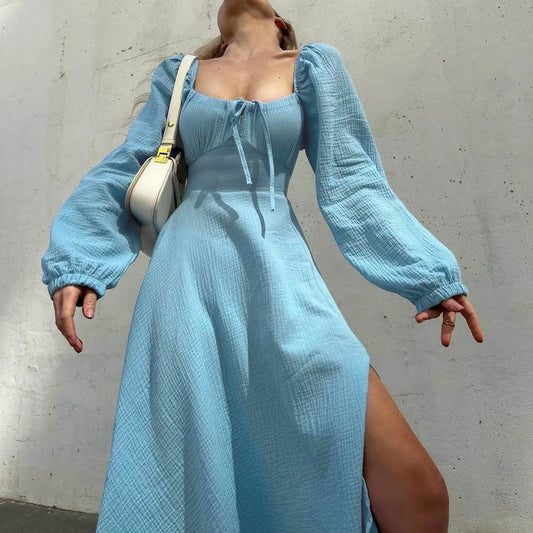 Chic Lace-Up Midi Dress