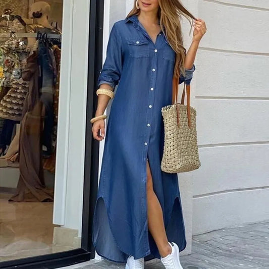Autumn Denim Shirt Dress