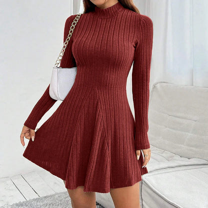 Mia Muse A-Line Dress – High Waist & Mock Neck