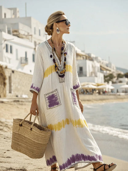 Spring Autumn Stripe Maxi Dress