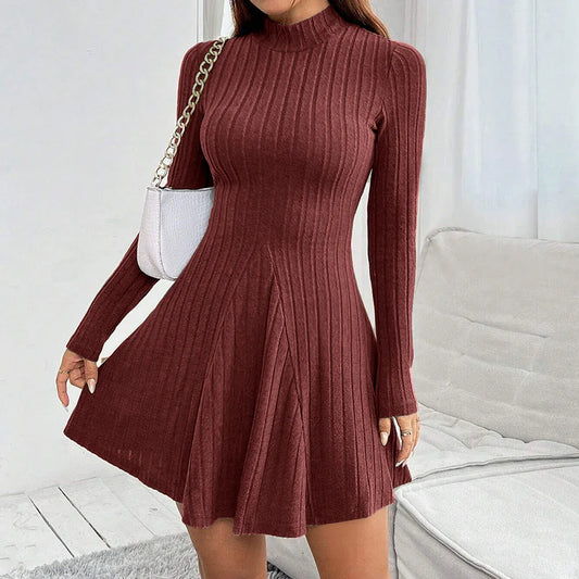 Mia Muse A-Line Dress – High Waist & Mock Neck
