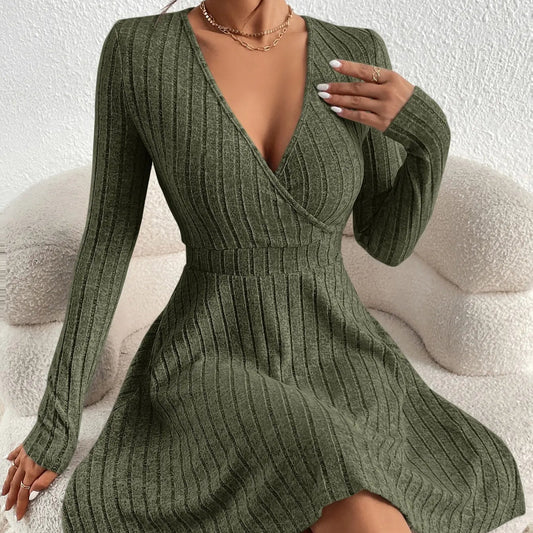 V-neck Swing Knit Dress