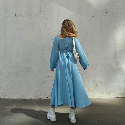Chic Lace-Up Midi Dress