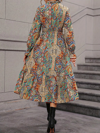Vintage V-neck A-line Maxi Dress