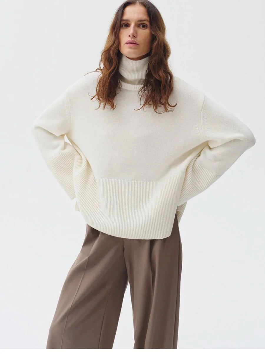 Knitted Turtleneck Sweater for Women – Cozy Long Sleeve Winter Top