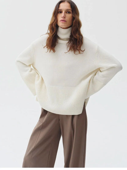 Knitted Turtleneck Sweater for Women – Cozy Long Sleeve Winter Top