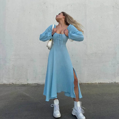 Chic Lace-Up Midi Dress