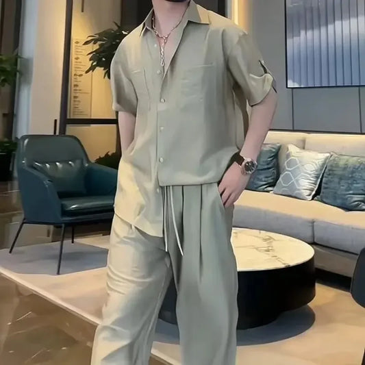 Men's Korean Style Trousers Set