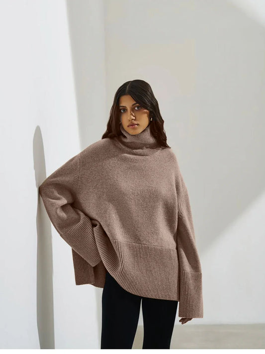 Knitted Turtleneck Sweater for Women – Cozy Long Sleeve Winter Top