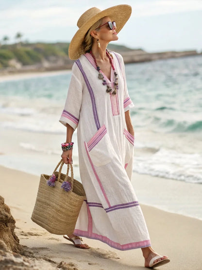 Spring Autumn Stripe Maxi Dress