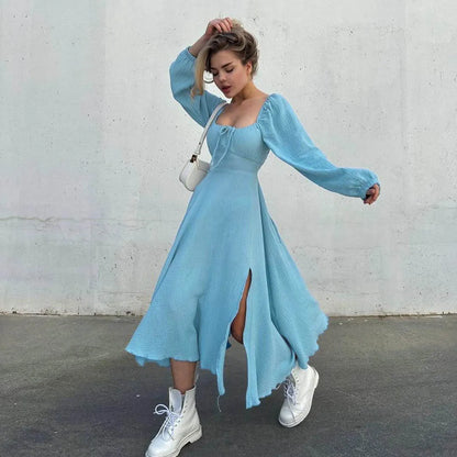 Chic Lace-Up Midi Dress