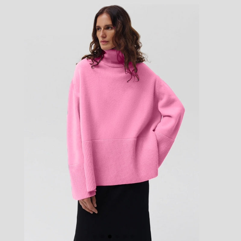 Knitted Turtleneck Sweater for Women – Cozy Long Sleeve Winter Top