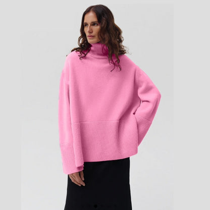 Knitted Turtleneck Sweater for Women – Cozy Long Sleeve Winter Top