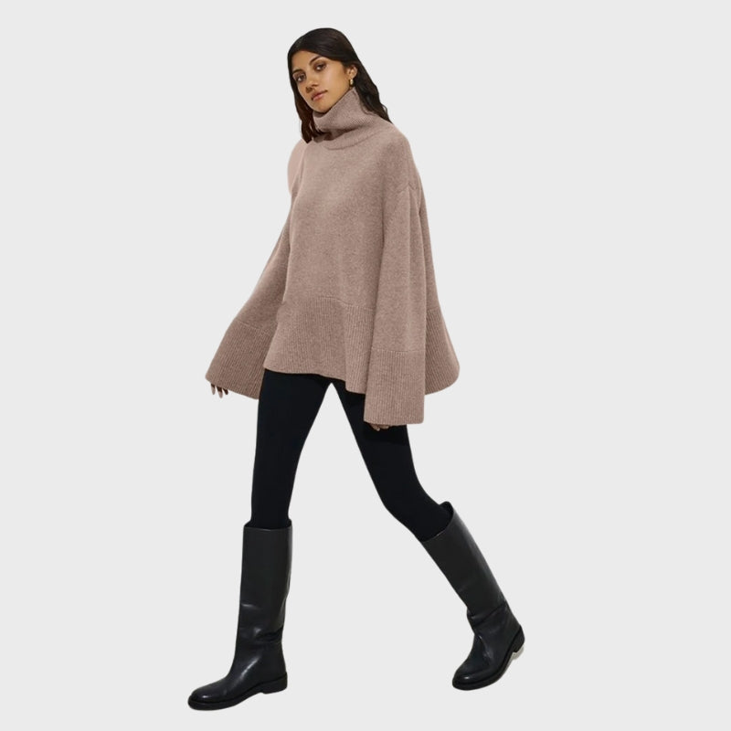 Knitted Turtleneck Sweater for Women – Cozy Long Sleeve Winter Top